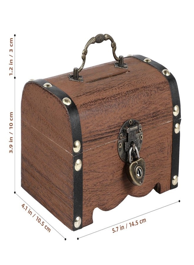 WRITWAA Retro Treasure Chest with Lock Light Brown Plastic Organizer Box for Coins Jewelry and Keepsakes Vintage Storage Chest with Heart-Shaped Lock - Image 2